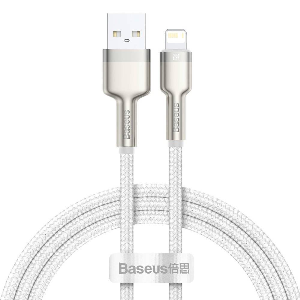 Cablu Alimentare si Date Baseus Cafule Metal Fast Charging USB la Lightning Iphone 2.4A braided 1m Alb thumb