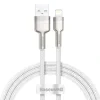 Cablu Alimentare si Date Baseus Cafule Metal Fast Charging USB la Lightning Iphone 2.4A braided 1m Alb