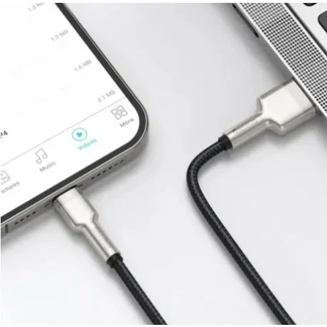 Cablu Alimentare si Date Baseus Cafule Metal Fast Charging USB la Lightning Iphone 2.4A braided 1m Negru