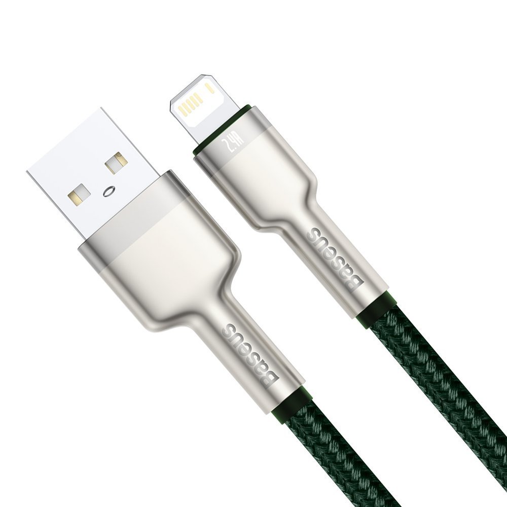 Cablu Alimentare si Date Baseus Cafule Metal Fast Charging USB la Lightning Iphone 2.4A braided 1m Verde thumb