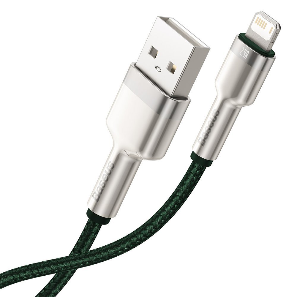 Cablu Alimentare si Date Baseus Cafule Metal Fast Charging USB la Lightning Iphone 2.4A braided 1m Verde thumb
