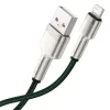 Cablu Alimentare si Date Baseus Cafule Metal Fast Charging USB la Lightning Iphone 2.4A braided 1m Verde