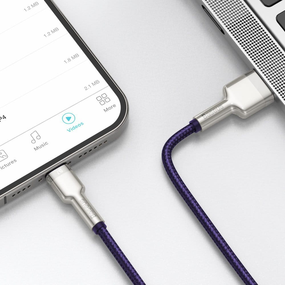 Cablu Alimentare si Date Baseus Cafule Metal Fast Charging USB la Lightning Iphone 2.4A braided 1m Violet thumb