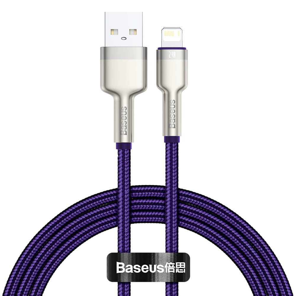 Cablu Alimentare si Date Baseus Cafule Metal Fast Charging USB la Lightning Iphone 2.4A braided 1m Violet thumb
