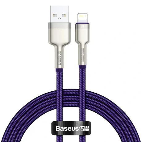 Cablu Alimentare si Date Baseus Cafule Metal Fast Charging USB la Lightning Iphone 2.4A braided 1m Violet