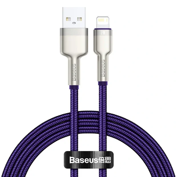Cablu Alimentare si Date Baseus Cafule Metal Fast Charging USB la Lightning Iphone 2.4A braided 1m Violet
