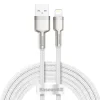 Cablu Alimentare si Date Baseus Cafule Metal Fast Charging USB la Lightning Iphone 2.4A braided 2m Alb