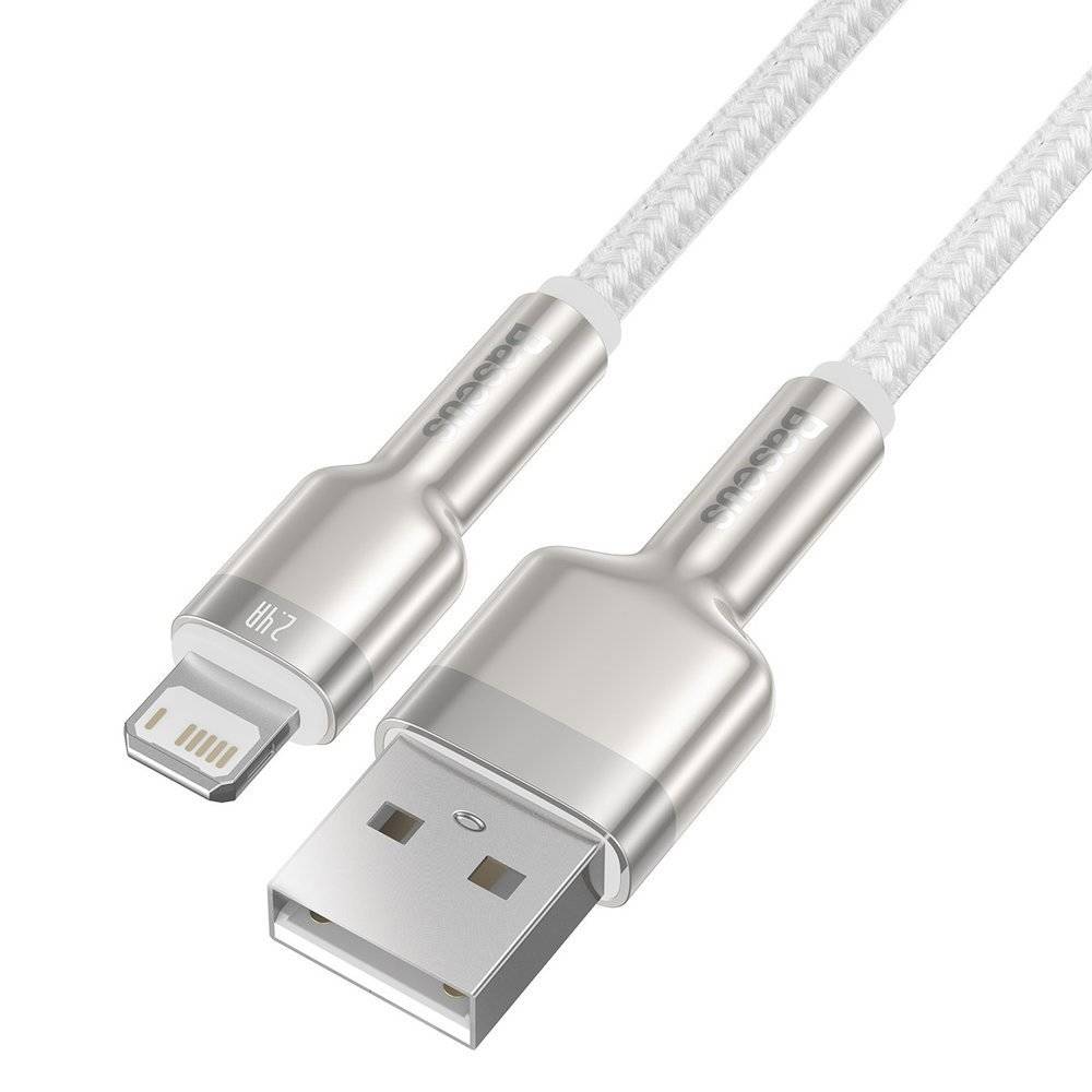 Cablu Alimentare si Date Baseus Cafule Metal Fast Charging USB la Lightning Iphone 2.4A braided 2m Alb thumb