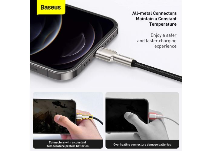 Cablu Alimentare si Date Baseus Cafule Metal Fast Charging USB la Lightning Iphone 2.4A braided 2m Negru thumb