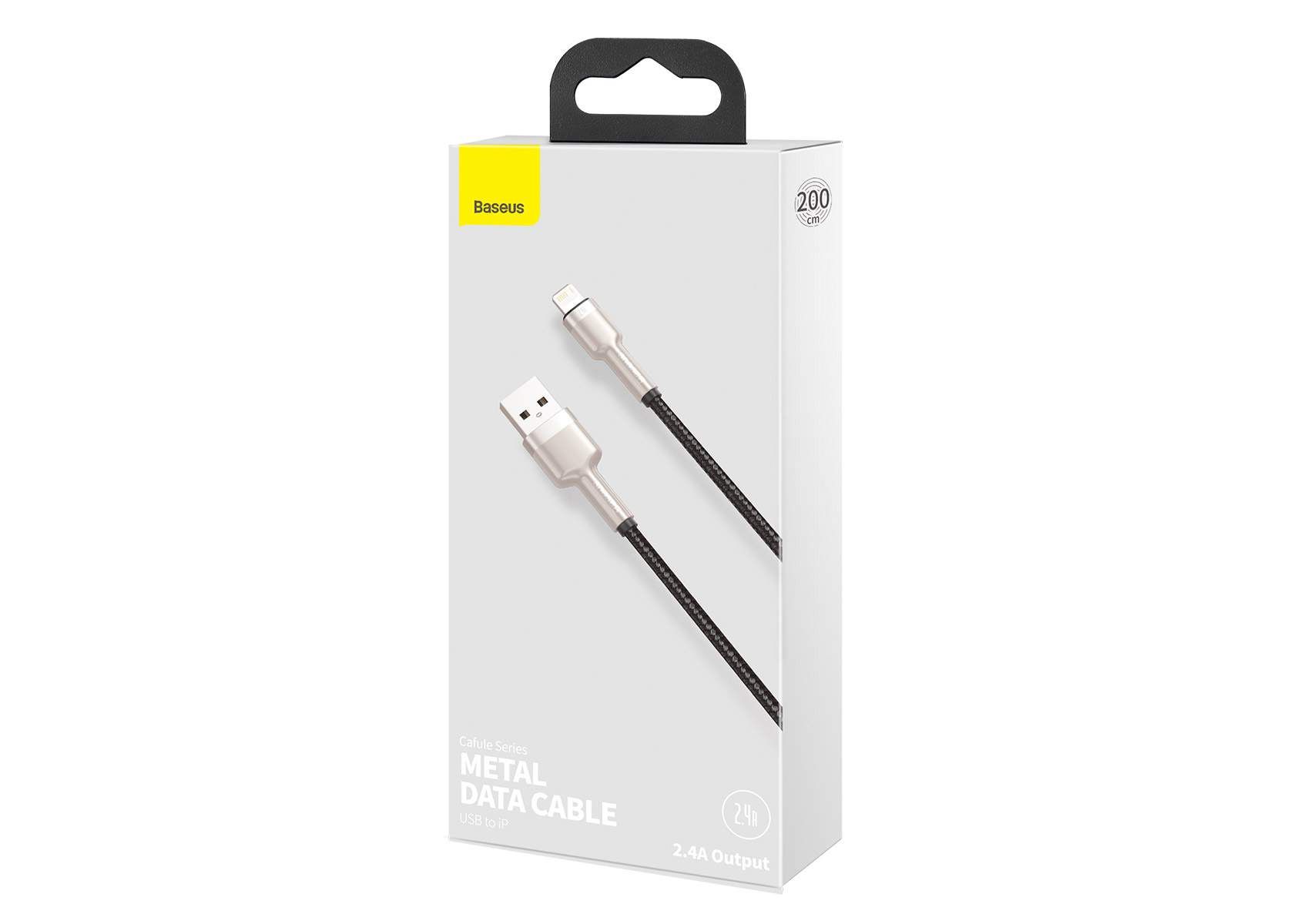 Cablu Alimentare si Date Baseus Cafule Metal Fast Charging USB la Lightning Iphone 2.4A braided 2m Negru thumb