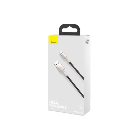 Cablu Alimentare si Date Baseus Cafule Metal Fast Charging USB la Lightning Iphone 2.4A braided 2m Negru