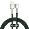 Cablu Alimentare si Date Baseus Cafule Metal Fast Charging USB la Lightning Iphone 2.4A braided 2m Verde