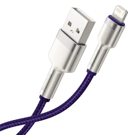 Cablu Alimentare si Date Baseus Cafule Metal Fast Charging USB la Lightning Iphone 2.4A braided 2m Violet