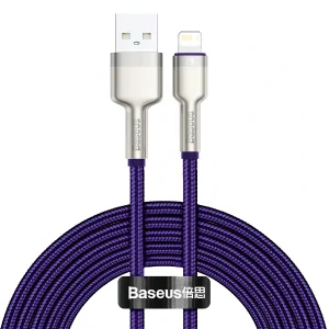 Cablu Alimentare si Date Baseus Cafule Metal Fast Charging USB la Lightning Iphone 2.4A braided 2m Violet