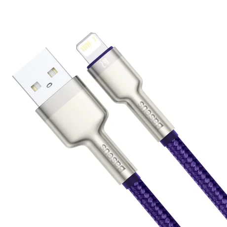 Cablu Alimentare si Date Baseus Cafule Metal Fast Charging USB la Lightning Iphone 2.4A braided 2m Violet