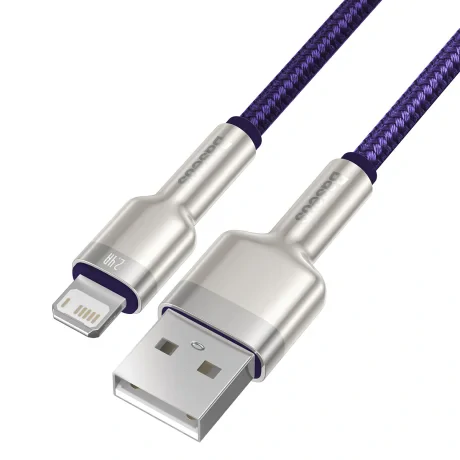 Cablu Alimentare si Date Baseus Cafule Metal Fast Charging USB la Lightning Iphone 2.4A braided 2m Violet