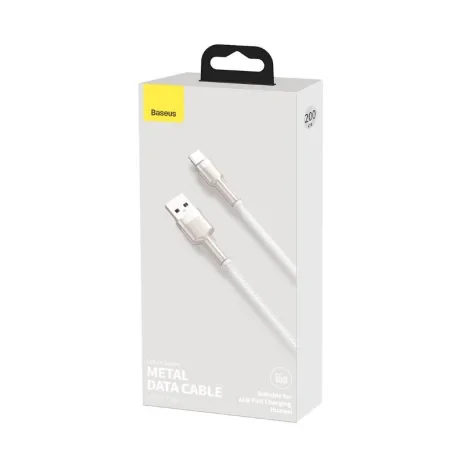 Cablu Alimentare si Date Baseus Cafule Metal Fast Charging USB la USB Type-C 66W 2m Alb