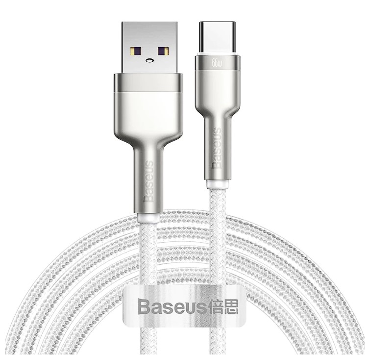Cablu Alimentare si Date Baseus Cafule Metal Fast Charging USB la USB Type-C 66W 2m Alb thumb