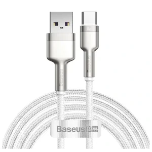 Cablu Alimentare si Date Baseus Cafule Metal Fast Charging USB la USB Type-C 66W 2m Alb