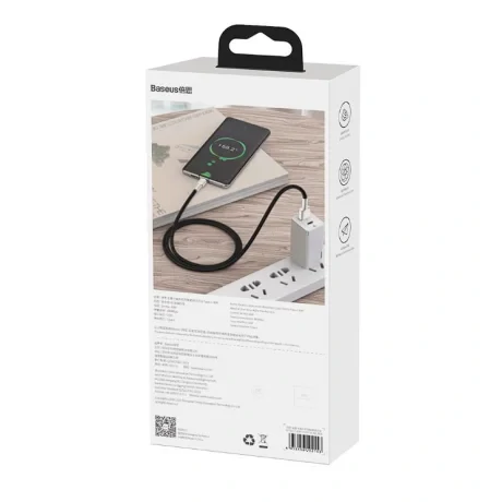 Cablu Alimentare si Date Baseus Cafule Metal Fast Charging USB la USB Type-C 66W 2m Negru