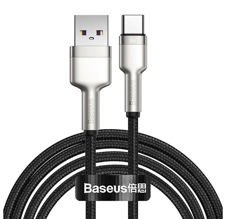 Cablu Alimentare si Date Baseus Cafule Metal Fast Charging USB la USB Type-C 66W 2m Negru thumb