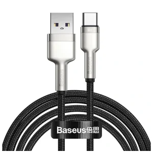 Cablu Alimentare si Date Baseus Cafule Metal Fast Charging USB la USB Type-C 66W 2m Negru