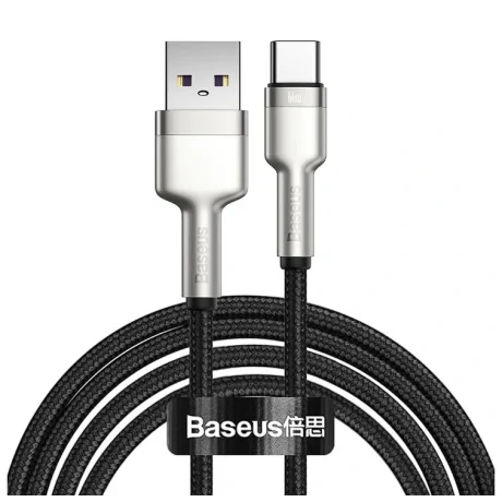 Cablu Alimentare si Date Baseus Cafule Metal Fast Charging USB la USB Type-C 66W 2m Negru