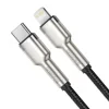 Cablu Alimentare si Date Baseus Cafule Metal Fast Charging USB Type-C la Lightning Iphone PD 20W braided 0.25m Negru