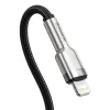 Cablu Alimentare si Date Baseus Cafule Metal Fast Charging USB Type-C la Lightning Iphone PD 20W braided 0.25m Negru