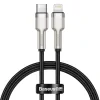 Cablu Alimentare si Date Baseus Cafule Metal Fast Charging USB Type-C la Lightning Iphone PD 20W braided 0.25m Negru