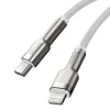 Cablu Alimentare si Date Baseus Cafule Metal Fast Charging USB Type-C la Lightning Iphone PD 20W braided 1m Alb