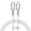 Cablu Alimentare si Date Baseus Cafule Metal Fast Charging USB Type-C la Lightning Iphone PD 20W braided 1m Alb