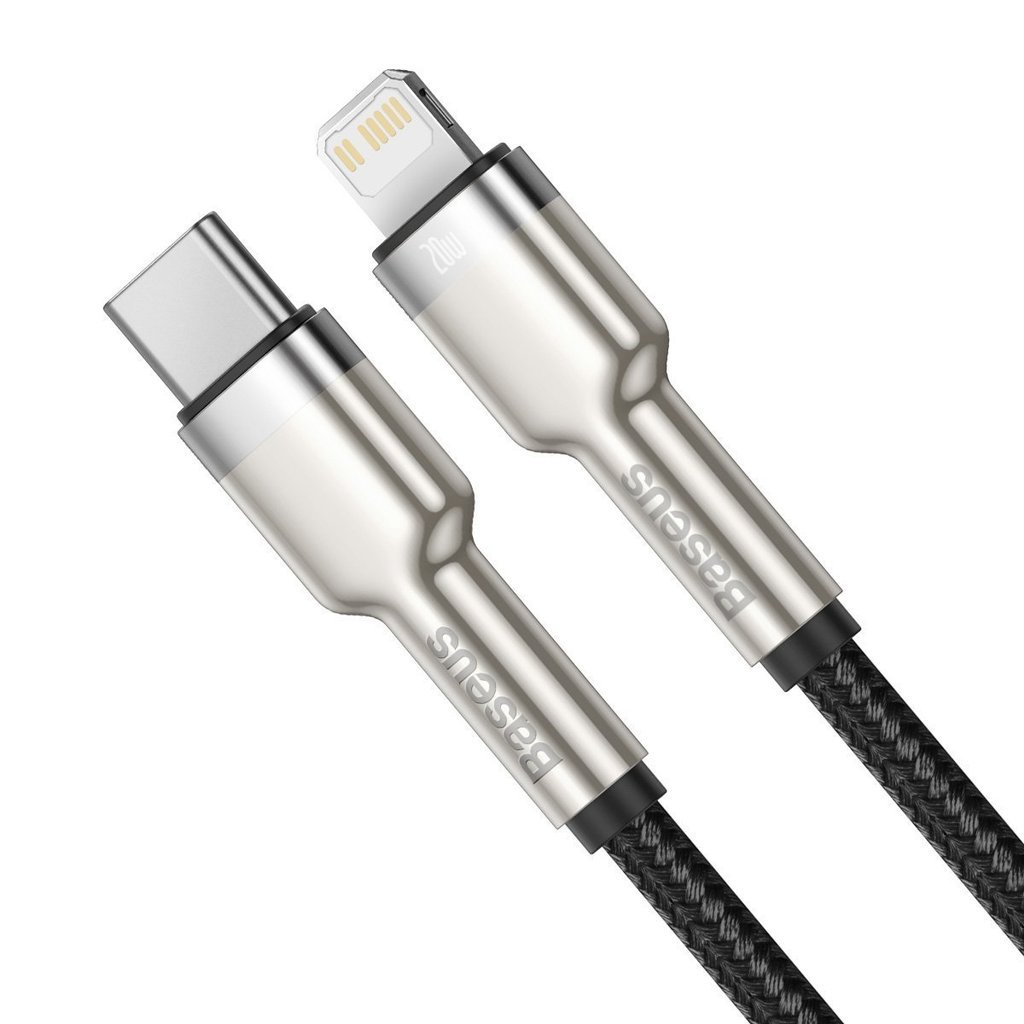 Cablu Alimentare si Date Baseus Cafule Metal Fast Charging USB Type-C la Lightning Iphone PD20W braided 1m Negru thumb