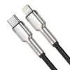 Cablu Alimentare si Date Baseus Cafule Metal Fast Charging USB Type-C la Lightning Iphone PD20W braided 1m Negru
