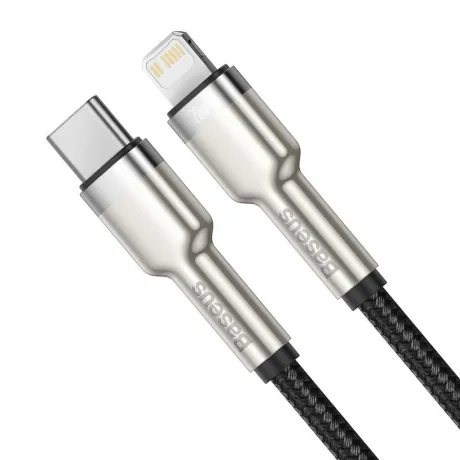 Cablu Alimentare si Date Baseus Cafule Metal Fast Charging USB Type-C la Lightning Iphone PD20W braided 1m Negru