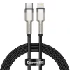 Cablu Alimentare si Date Baseus Cafule Metal Fast Charging USB Type-C la Lightning Iphone PD20W braided 1m Negru