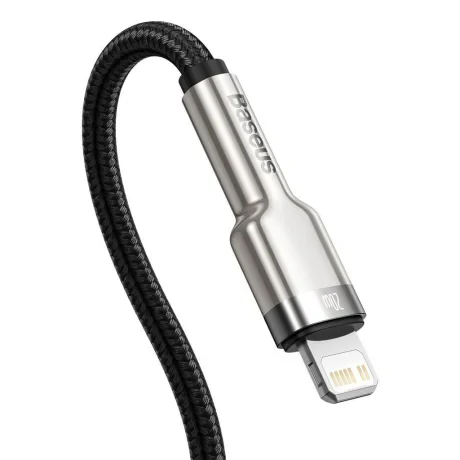 Cablu Alimentare si Date Baseus Cafule Metal Fast Charging USB Type-C la Lightning Iphone PD20W braided 1m Negru