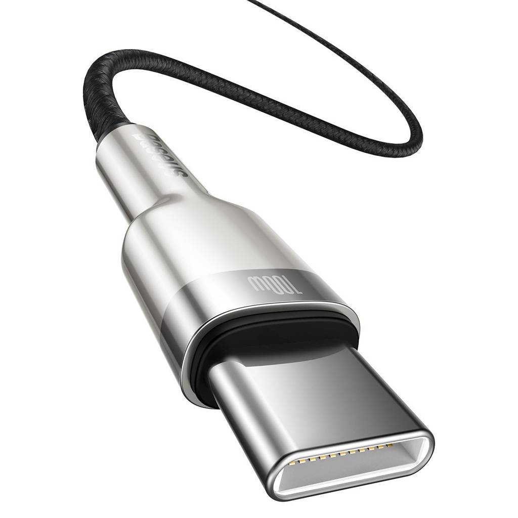 Cablu Alimentare si Date Baseus Cafule Metal Fast Charging USB Type-C la USB Type-C 100W braided 1m Negru thumb