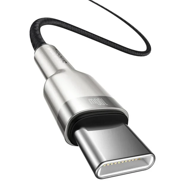 Cablu Alimentare si Date Baseus Cafule Metal Fast Charging USB Type-C la USB Type-C 100W braided 1m Negru