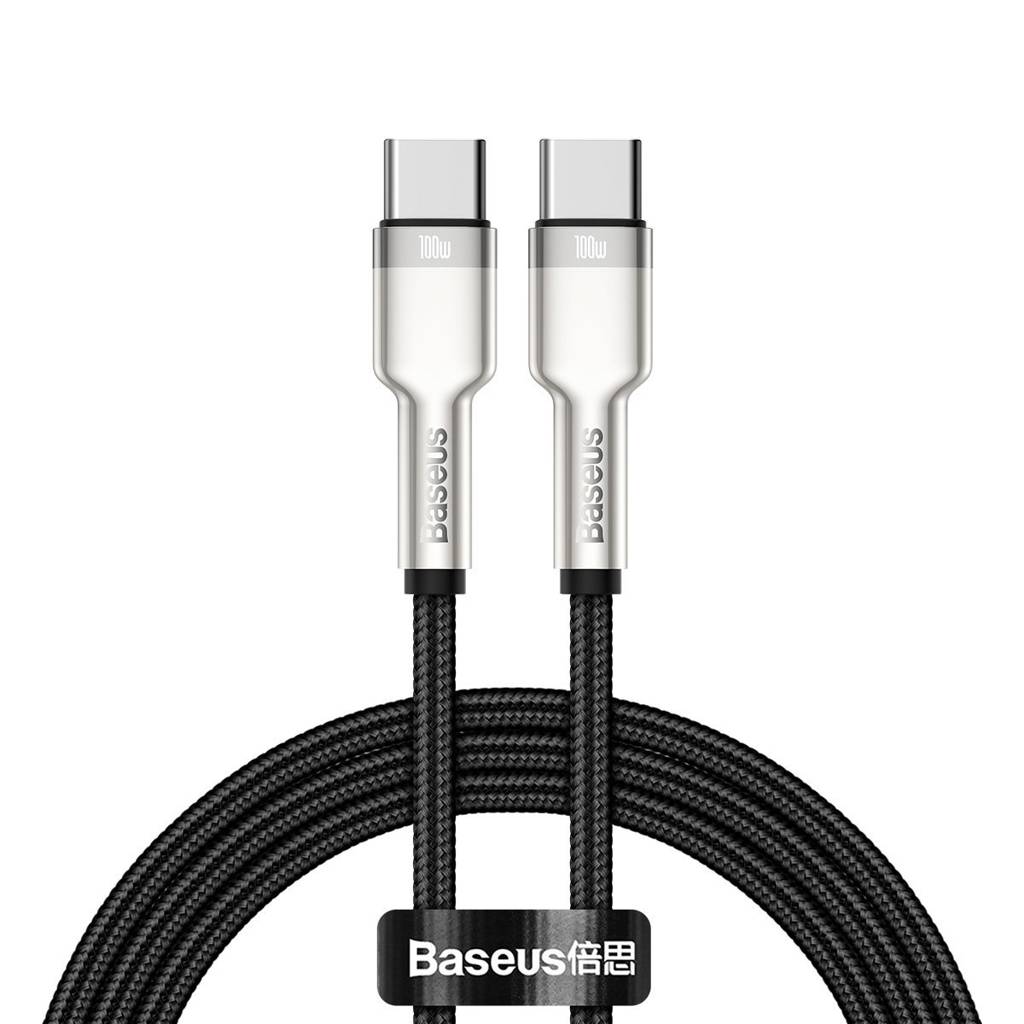 Cablu Alimentare si Date Baseus Cafule Metal Fast Charging USB Type-C la USB Type-C 100W braided 1m Negru thumb