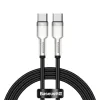 Cablu Alimentare si Date Baseus Cafule Metal Fast Charging USB Type-C la USB Type-C 100W braided 1m Negru