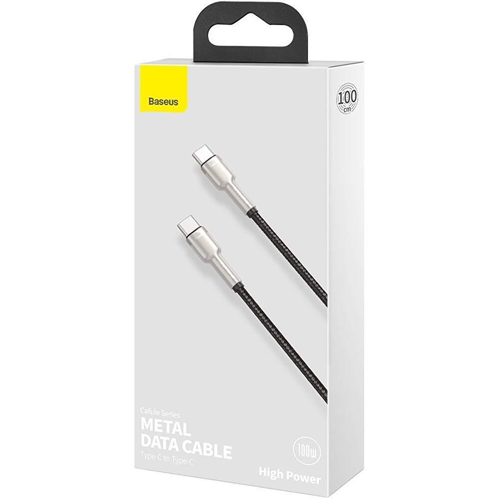 Cablu Alimentare si Date Baseus Cafule Metal Fast Charging USB Type-C la USB Type-C 100W braided 2m Negru thumb