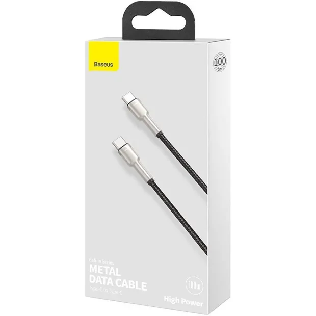Cablu Alimentare si Date Baseus Cafule Metal Fast Charging USB Type-C la USB Type-C 100W braided 2m Negru