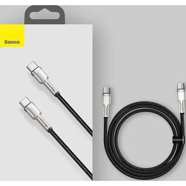 Cablu Alimentare si Date Baseus Cafule Metal Fast Charging USB Type-C la USB Type-C 100W braided 2m Negru