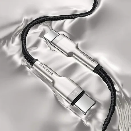 Cablu Alimentare si Date Baseus Cafule Metal Fast Charging USB Type-C la USB Type-C 100W braided 2m Negru
