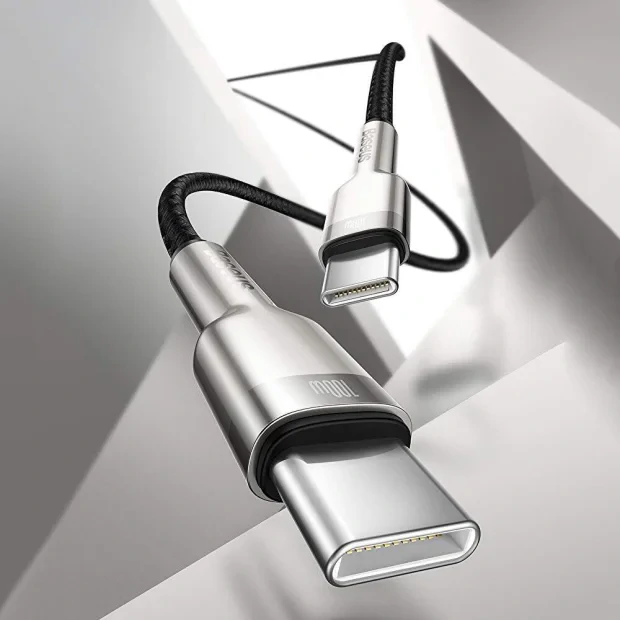 Cablu Alimentare si Date Baseus Cafule Metal Fast Charging USB Type-C la USB Type-C 100W braided 2m Negru