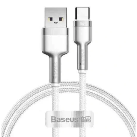 Cablu Alimentare si Date Baseus Cafule Series Fast Charging USB la USB Type-C 66W braided 1m Alb