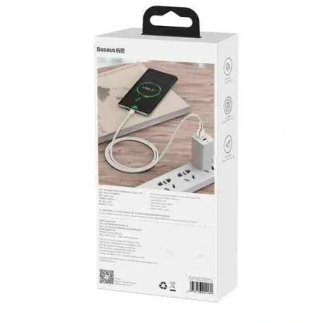 Cablu Alimentare si Date Baseus Cafule Series Fast Charging USB la USB Type-C 66W braided 1m Alb