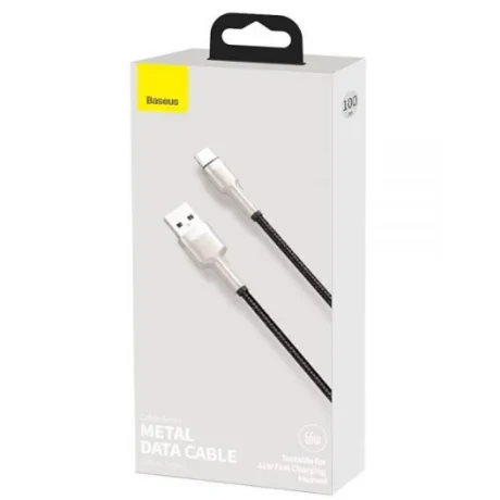 Cablu Alimentare si Date Baseus Cafule Series Fast Charging Data USB la USB Type-C 66W braided 1m Negru