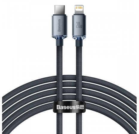 Cablu Alimentare si Date Baseus Crystal Shine Fast Charging Type-C la Lightning Iphone 20W 2m braided Negru thumb